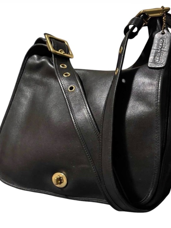 Coach Handbags - Coach Black Leather Shoulder Bag with Gold Hardware
